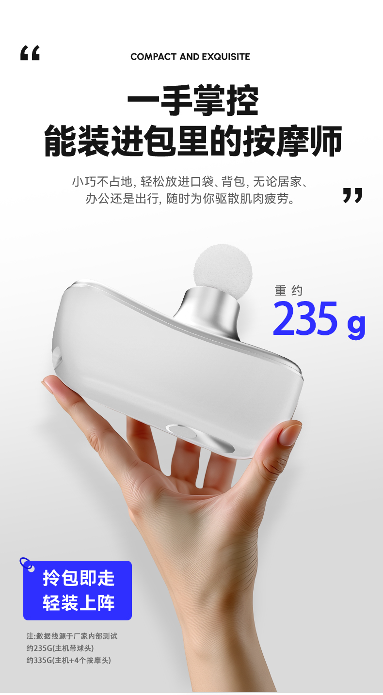 OG-5698盒式mini筋膜枪 | 支持私模开发与品牌定制 | 智能压感调速系统，可贴牌代工