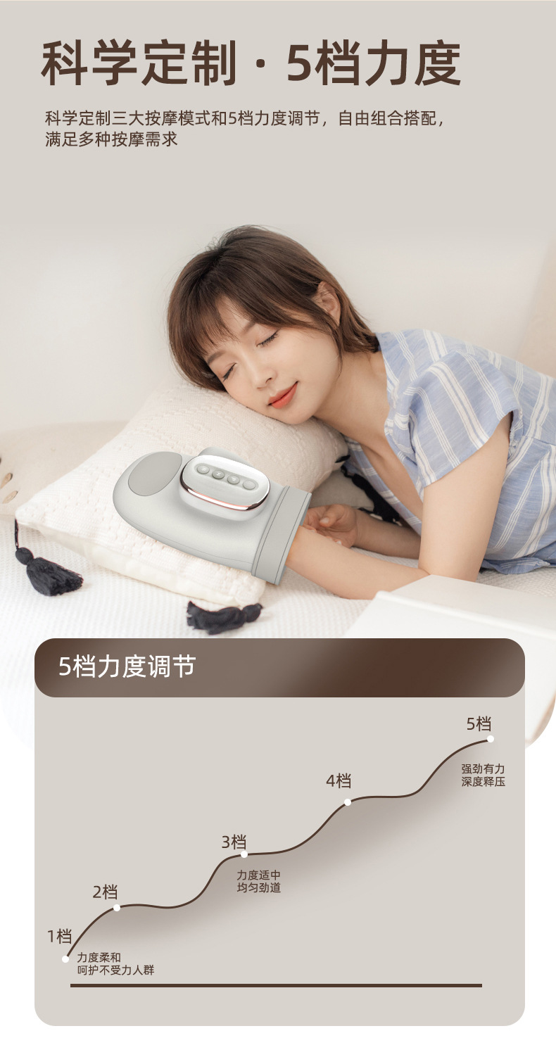 OG-1802A手部按摩仪 | 支持私模开发与品牌定制 | 多段式循环按压设计，可贴牌代工
