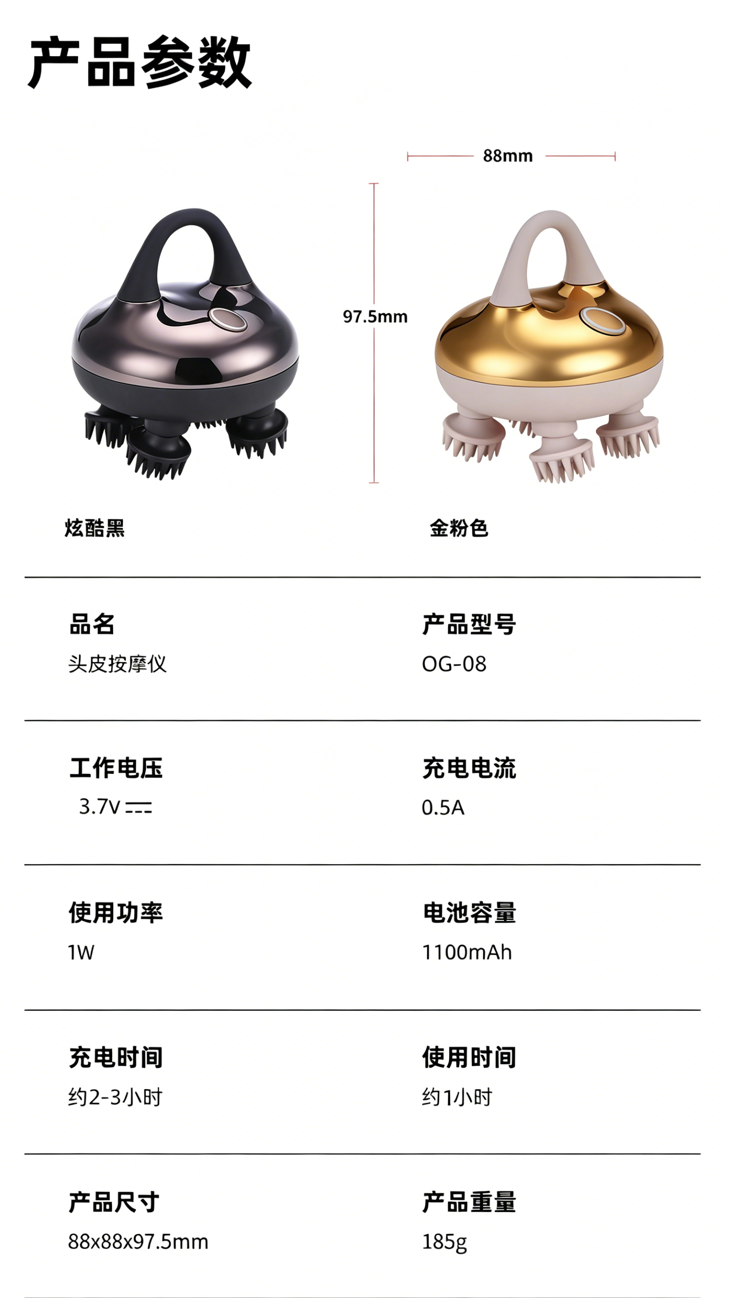 OG-08 头部按摩仪 | 支持私模开发与品牌定制 | 红光头皮护理技术,可贴牌代工 OG-08 头部按摩仪 | 支持私模开发与品牌定制 | 红光头皮护理技术,可贴牌代工