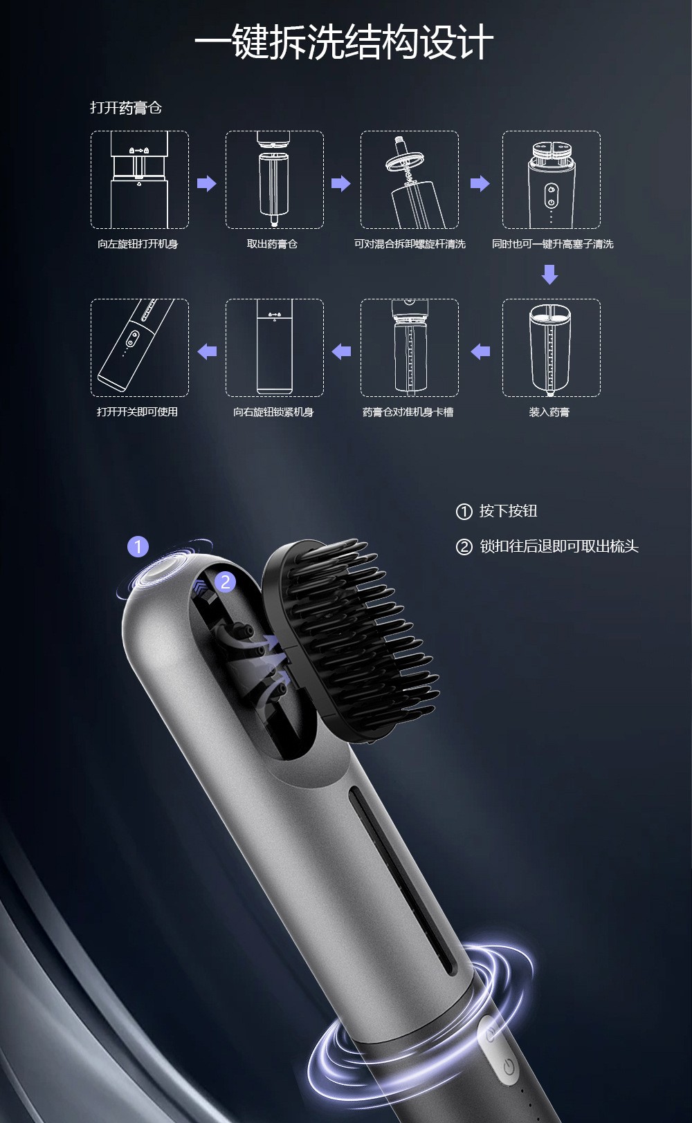 0G-05 染发梳 | 支持私模开发与品牌定制 | AB 双管智能混色系统 | 双梳齿可选，可贴牌代工